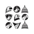American eagle and capitol building emblem collection grunge style Royalty Free Stock Photo