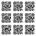 A collection of nine identical black and white QR codes arranged in a grid pattern Royalty Free Stock Photo