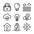 a collection of nine line icons related to technology and innovation Royalty Free Stock Photo