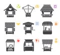 Collection of nine movable and fixed stalls for external usage