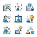 Science and Technology Icons Set Royalty Free Stock Photo