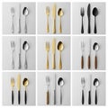 Assorted elegant cutlery set isolated on white background Royalty Free Stock Photo
