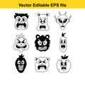 collection of nine unique cartoon monster faces in editable vector format for design Royalty Free Stock Photo