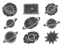 Vintage Hand Drawn Space Elements Set Royalty Free Stock Photo
