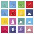 Collection of 16 Normal Distribution Curve Icons