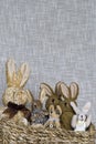 Stuffed Animals Vintage Easter Bunnies Royalty Free Stock Photo