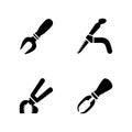 Collection of notching tool solid icon set Royalty Free Stock Photo