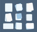 Aesthetic notebook paper collection: lined, grid, and dotted pages in soft pastel colors, arranged in a creative collage. Royalty Free Stock Photo