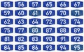 Collection of Numbered highway shields of German Autobahn system Royalty Free Stock Photo