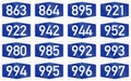 Collection of Numbered highway shields of German Autobahn system Royalty Free Stock Photo