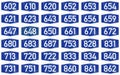 Collection of Numbered highway shields of German Autobahn system Royalty Free Stock Photo