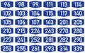 Collection of Numbered highway shields of German Autobahn system Royalty Free Stock Photo