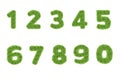 Collection of numbers. Green grass filled the character. Zero to nine, figures