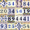 Collection numbers on tiles with flowers