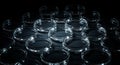 Arrangement of Empty Petri Dishes on Dark Reflective Surface Royalty Free Stock Photo
