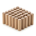 Wooden Dowel Pins Pyramid on White Background Royalty Free Stock Photo