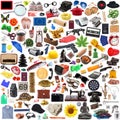 Collection of objects in chaos in white background