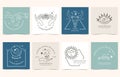 Collection of occult background set with hand,sun,wild,butterfly.Editable vector illustration for website, invitation,postcard and Royalty Free Stock Photo