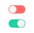 Collection of on and off buttons. Slider buttons. Vector illustration.