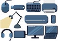 Collection of office electronic equipment illustrations