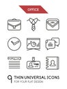 Collection of office trendy thin line icons Royalty Free Stock Photo