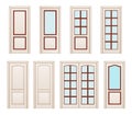 Collection office white doors, Set Technical Drawing. Classic interior doors isolated. illustration doors. Royalty Free Stock Photo