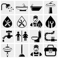 Plumbing and bathroom vector icons set