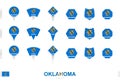 Collection of the Oklahoma flag in different shapes and with three different effects