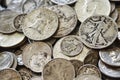 Collection of old American silver coins Royalty Free Stock Photo