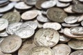 Collection of old American silver coins. Royalty Free Stock Photo