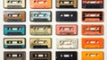 Collection of old audio cassette tapes isolated on white background, vintage music and technology concept Royalty Free Stock Photo