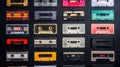 Collection of old audio cassette tapes isolated on white background, vintage music and technology concept Royalty Free Stock Photo