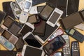 Collection of old cell phones - recycling Royalty Free Stock Photo