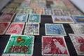 Collection of old german stamps in album Royalty Free Stock Photo