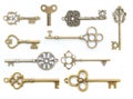 Collection of old key isolated Royalty Free Stock Photo
