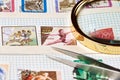 Collection of old postage stamps Royalty Free Stock Photo