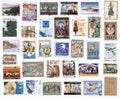 Collection of old postage stamps of Greece. Royalty Free Stock Photo