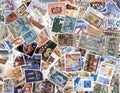 Collection of old postage stamps of Greece. Royalty Free Stock Photo