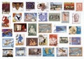 Collection of old postage stamps of Greece. Royalty Free Stock Photo