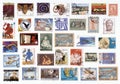 Collection of old postage stamps of Greece.