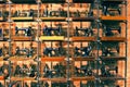 Collection of old sewing machines on the wall in All Saints store, New York