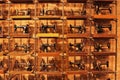 Collection of old sewing machines on the wall in All Saints store, New York