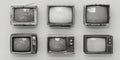 A collection of old TVs displayed side by side Royalty Free Stock Photo