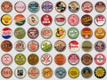 Collection of old used vintage soda and beer bottle caps