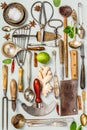 Collection of old vintage cutlery Royalty Free Stock Photo