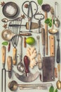 Collection of old vintage cutlery Royalty Free Stock Photo