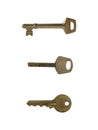 Collection of old vintage keys isolated on white background Royalty Free Stock Photo