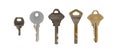 Collection of old vintage keys isolated on white background Royalty Free Stock Photo