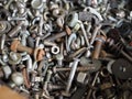 Collection old vintage mix Nuts Bolts Background Royalty Free Stock Photo