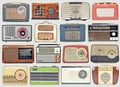 Collection of old vintage portable radio receivers